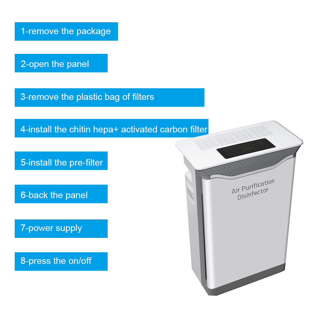 LCD Display 5 Stages Air Purifier Cleaner with Ultraviolet O3 Sterilize Function Filtration System