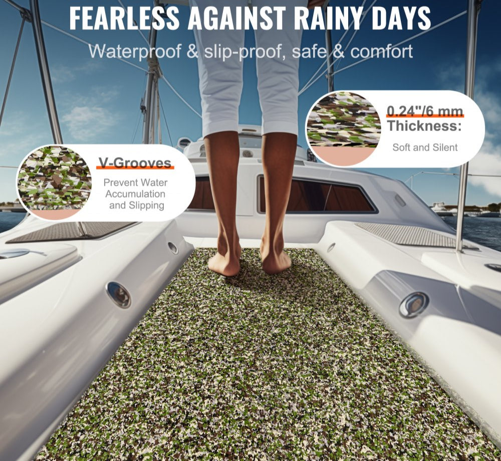 Boat Flooring, EVA Foam Boat Decking 94.5" x 23.6", Non-Slip Self-Adhesive Flooring, 31.1sq.ft 2 Rolls of Marine Carpet for Boats, Yacht, Pontoon, Kayak Decking