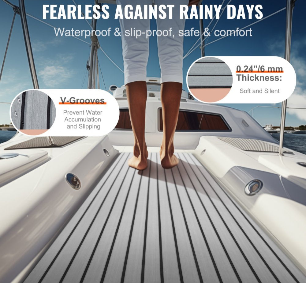 Boat Flooring, EVA Foam Boat Decking 94.5" x 35.4", Non-Slip Self-Adhesive Flooring, 23.2 sq.ft Marine Carpet for Boats, Yacht, Pontoon, Kayak Decking