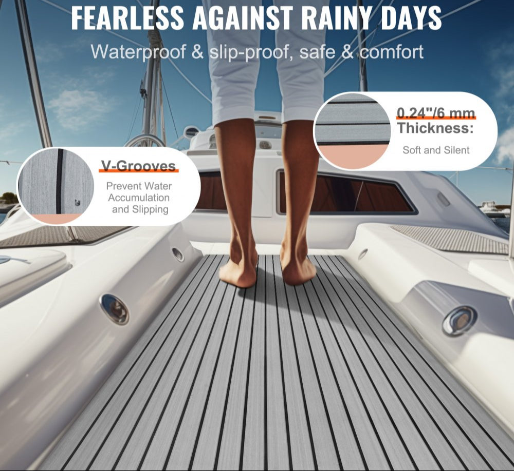 Boat Flooring, EVA Foam Boat Decking 94.5" x 45.7", Non-Slip Self-Adhesive Flooring, 29.9 sq.ft Marine Carpet for Boats, Yacht, Pontoon, Kayak Decking