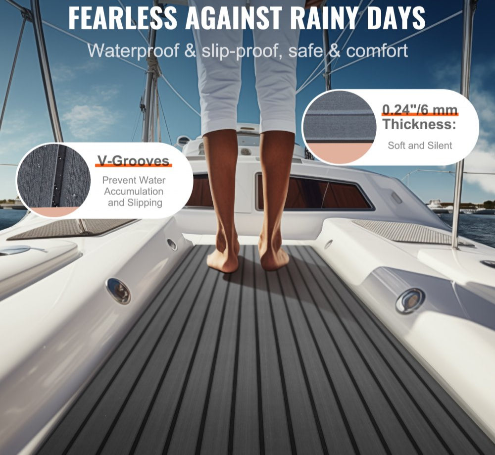 Boat Flooring, EVA Foam Boat Decking 94.5" x 17.7", Non-Slip Self-Adhesive Flooring, 11.6 sq.ft Marine Carpet for Boats, Yacht, Pontoon, Kayak Decking