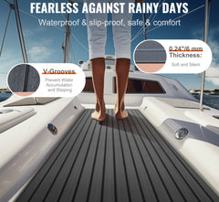 Boat Flooring, EVA Foam Boat Decking 94.5" x 17.7", Non-Slip Self-Adhesive Flooring, 11.6 sq.ft Marine Carpet for Boats, Yacht, Pontoon, Kayak Decking