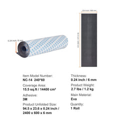 Boat Flooring, EVA Foam Boat Decking 94.5" x 23.6", Non-Slip Self-Adhesive Flooring, 15.5 sq.ft Marine Carpet for Boats, Yacht, Pontoon, Kayak Decking