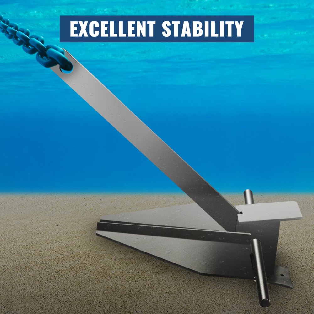 Boat Anchor Kit 8.5 lb Fluke Style Anchor, Hot Dipped Galvanized Steel Fluke Anchor, Marine Anchor with Anchor, Rope, Shackles, Chain for Boat Mooring on The Beach, Boats from 15`-24`
