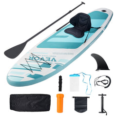 Inflatable Stand Up Paddle Board, 10.6' x 33" x 6" Wide SUP Paddleboard with Removable Kayak Seat, Board Accessories, Pump, Paddle, Fin, Backpack, Ankle Leash, and Repair Kit, for Youth & Adults