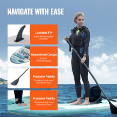 Inflatable Stand Up Paddle Board, 10' x 33" x 6" Wide SUP Paddleboard with Removable Kayak Seat, Board Accessories, Pump, Paddle, Fin, Backpack, Ankle Leash, and Repair Kit