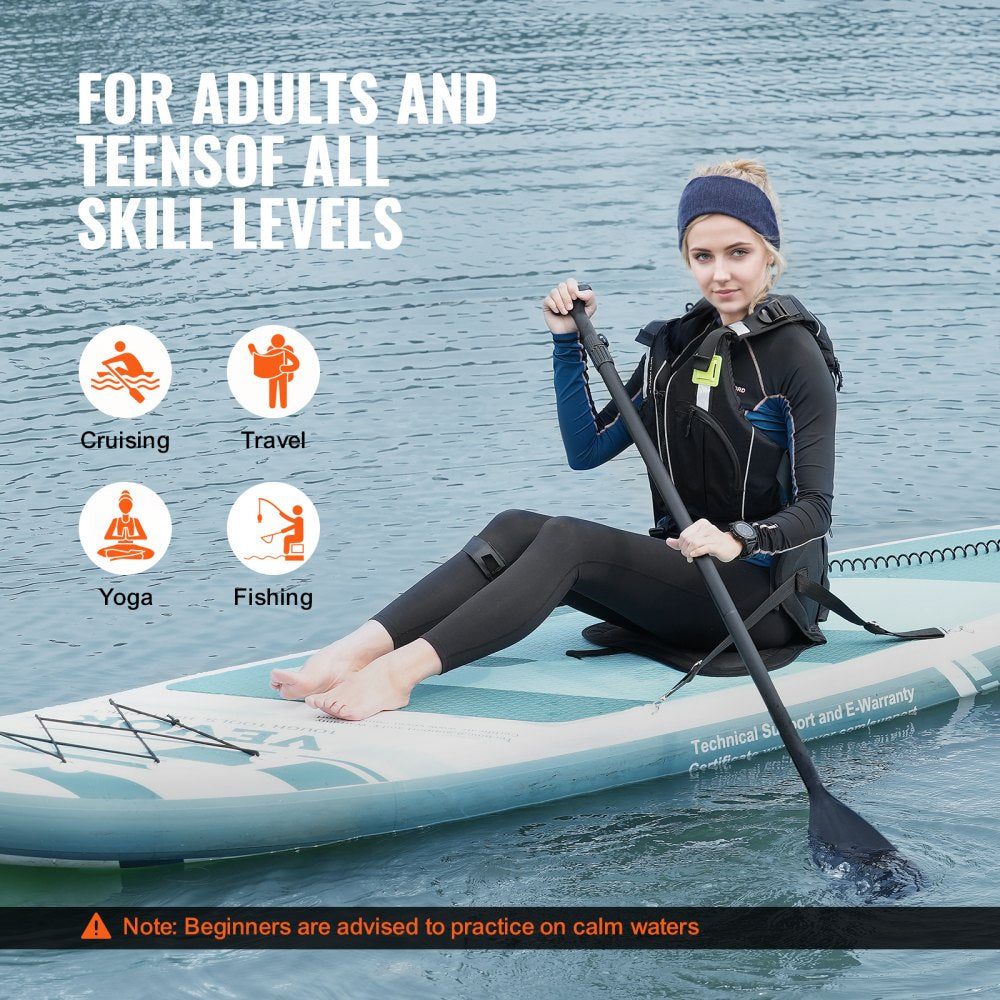 Inflatable Stand Up Paddle Board, 10' x 33" x 6" Wide SUP Paddleboard with Removable Kayak Seat, Board Accessories, Pump, Paddle, Fin, Backpack, Ankle Leash, and Repair Kit
