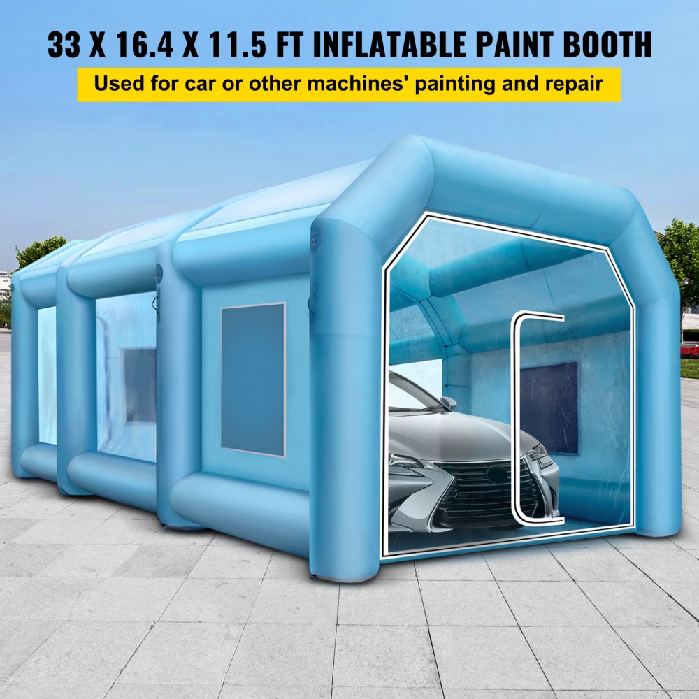 33x16.4x11.5ft Inflatable Spray Booth Car Paint Booth Tent with 2 Blowers