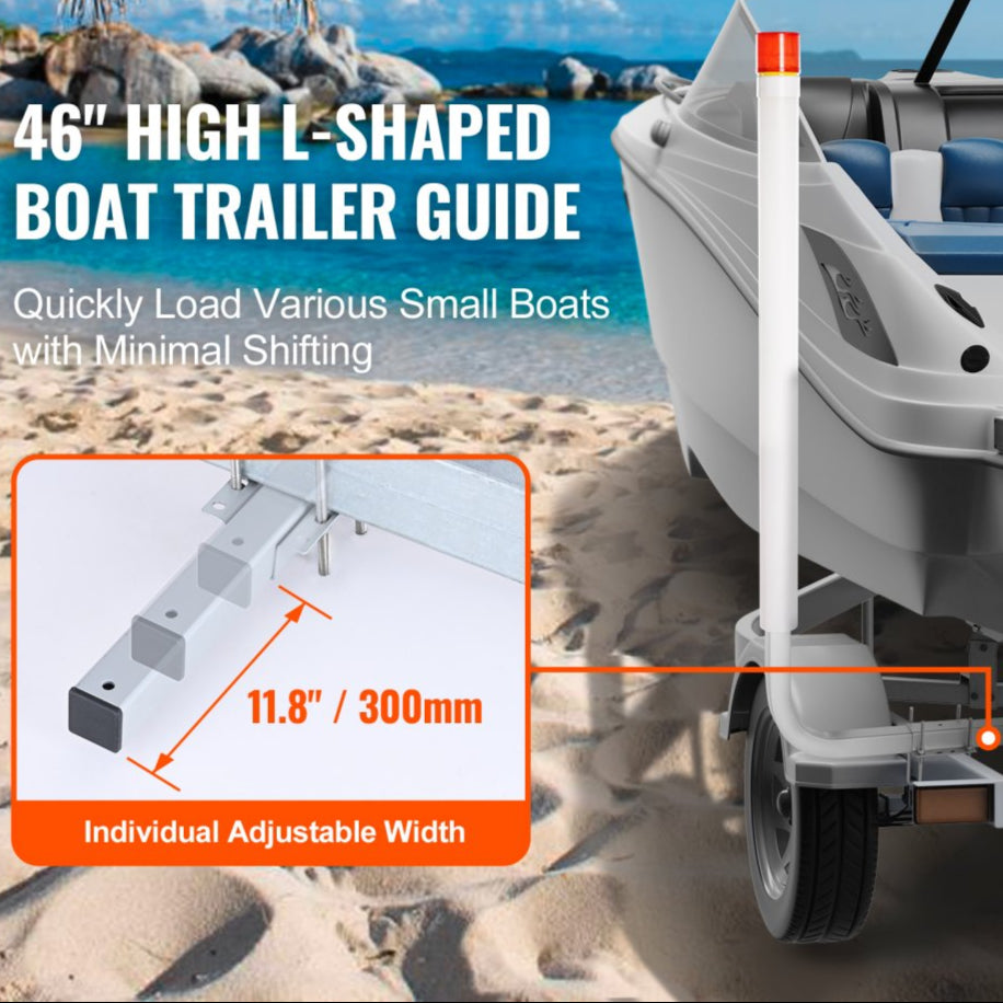 Marine Trailer Guide Set, 46” LED Illuminated Guide Poles, Pair of Steel, Corrosion-Resistant, with PVC Covering, Suitable for Ski, Fishing, and Sailboat Trailers 2024