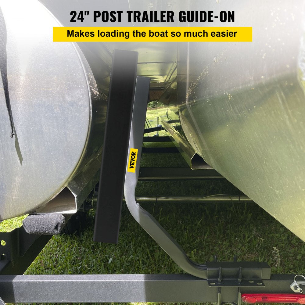 Boat Trailer Guide on, 24", One Pair Trailer Pontoon Bunk Board Guide-ons, Steel Trailer Guides, Complete Mounting Accessories Included, for Ski Boat, Fishing Boat or Sailboat Trailer