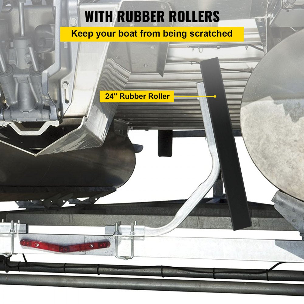 Boat Trailer Guide on, 24", One Pair Trailer Pontoon Bunk Board Guide-ons, Steel Trailer Guides, Complete Mounting Accessories Included, for Ski Boat, Fishing Boat or Sailboat Trailer