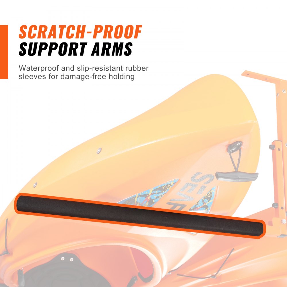 Kayak Ceiling Storage Rack, Ceiling Storage Rack for 2 Kayak Canoe SUP, Adjustable Height Overhead Kayak Holder Hanger with Padded Arms, 250 LBS Max Load, for Indoor Outdoor Storage