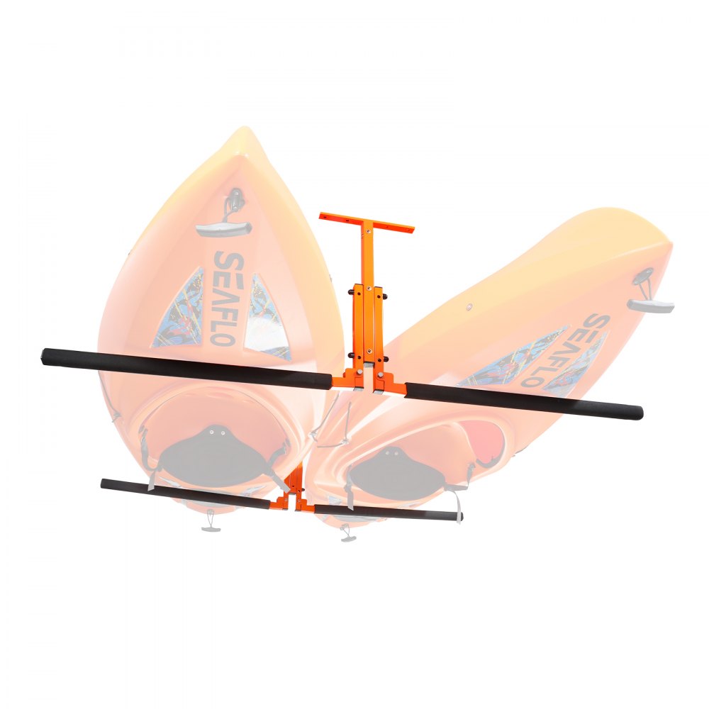 Kayak Ceiling Storage Rack, Ceiling Storage Rack for 2 Kayak Canoe SUP, Adjustable Height Overhead Kayak Holder Hanger with Padded Arms, 250 LBS Max Load, for Indoor Outdoor Storage