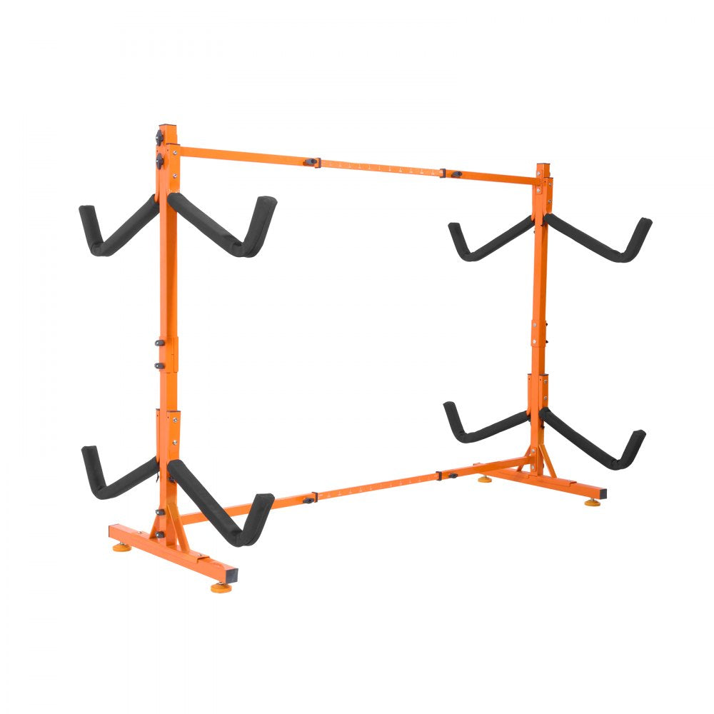 Freestanding Kayak Storage Rack, Kayak Stand for 4 Kayak Canoe Paddleboard, Heavy-duty Steel Kayak Hanger Holder with Padded Arms and Adjustable Width, 220LBS Max Load, for Indoor Outdoor Garage
