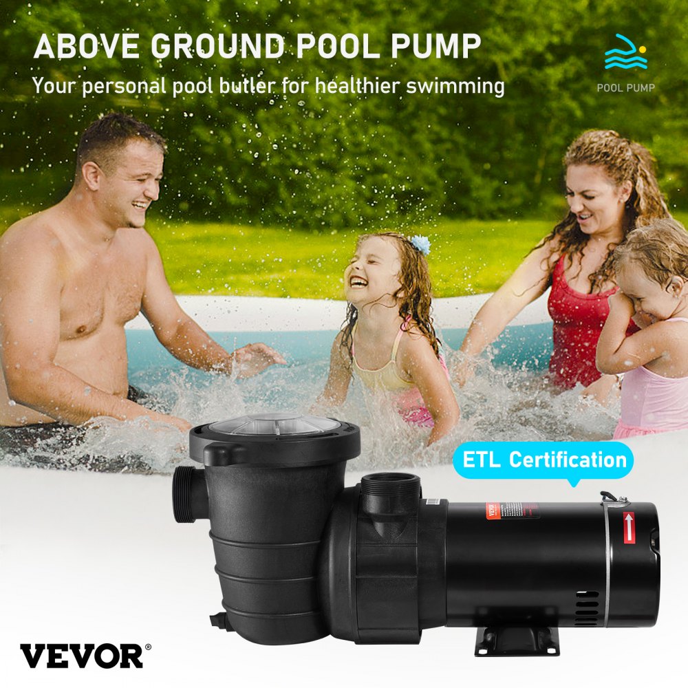 Swimming Pool Pump 1.5HP 115V 1100W, Single Speed Pumps for Above Ground, 5280 GPH Max. Flow