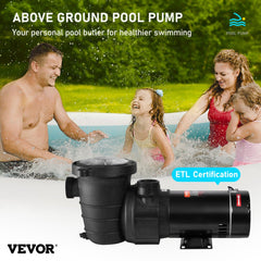 Swimming Pool Pump 1.5HP 115V 1100W, Single Speed Pumps for Above Ground, 5280 GPH Max. Flow