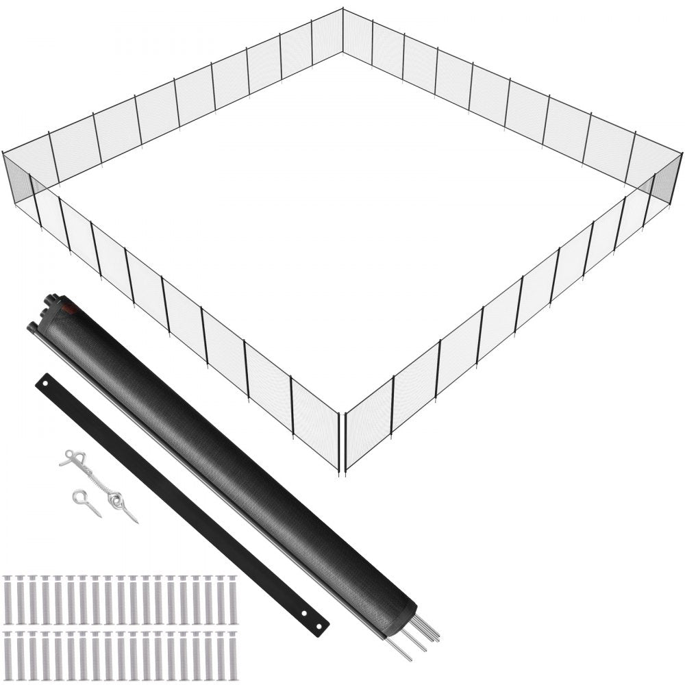 Pool Fence, 4 x 108 FT Pool Fences for Inground Pools, Removable Child Safety Pool Fencing, Easy DIY Installation Swimming Pool Fence, 340gms Teslin PVC Pool Fence Mesh Protects Kids and Pets