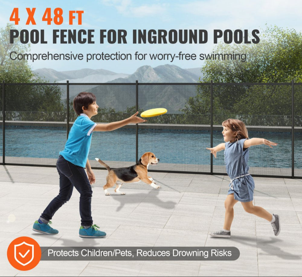 4 x 48ft Pool Fence for In-ground Pool, Removable Child Safety Pool Fence, Easy DIY Installation