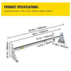 Van Roof Ladder Rack, 2 Bars, 331 LBS Capacity, 52"-63.8" Adjustable Steel Roof Rack Cross Bar with Ladder Stoppers, Fit Vans with Rain Gutters, for Kayak Canoe Lumber Pipe Cargo,, White