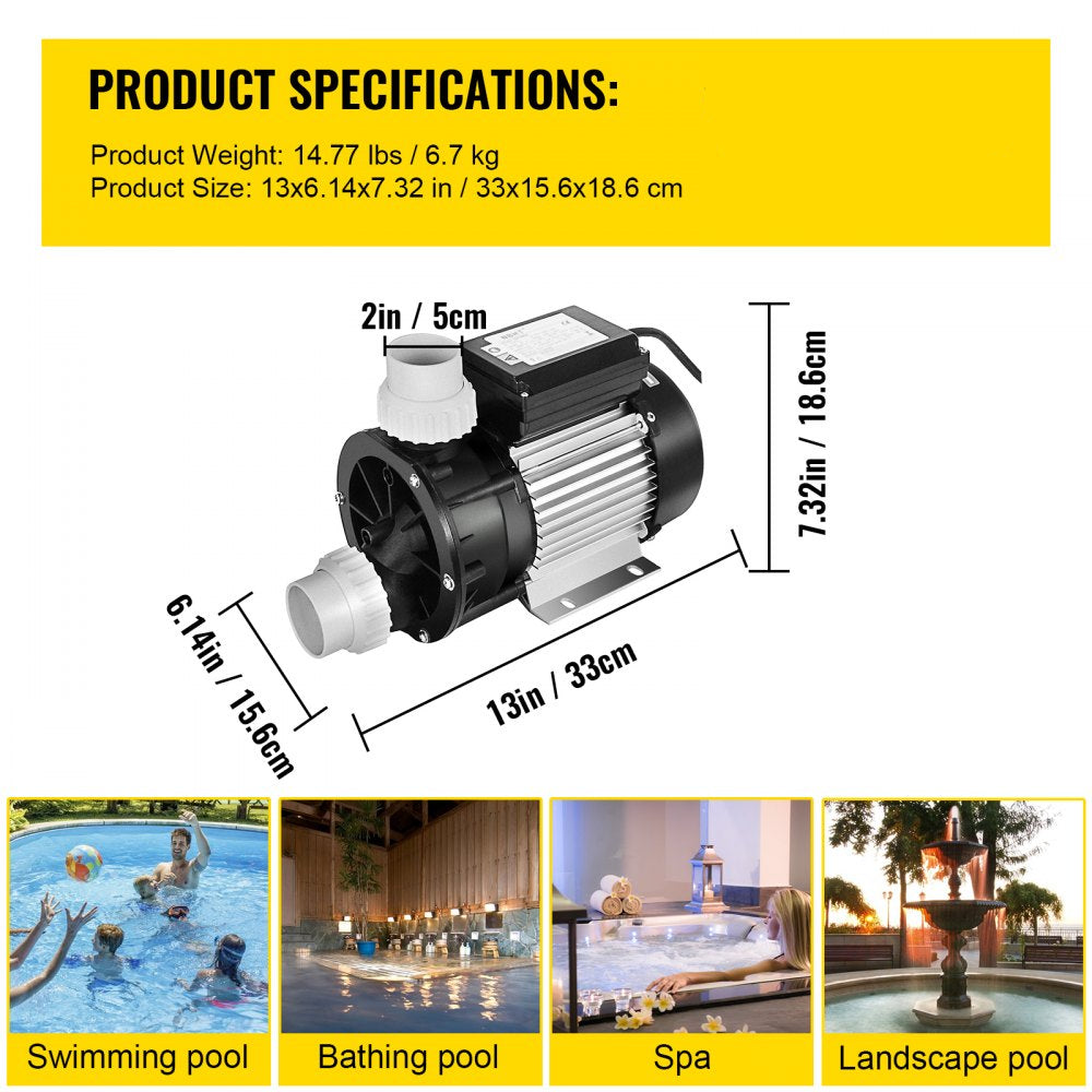 Swimming Pool Pump Water 750W 1HP Filter Electric Spa