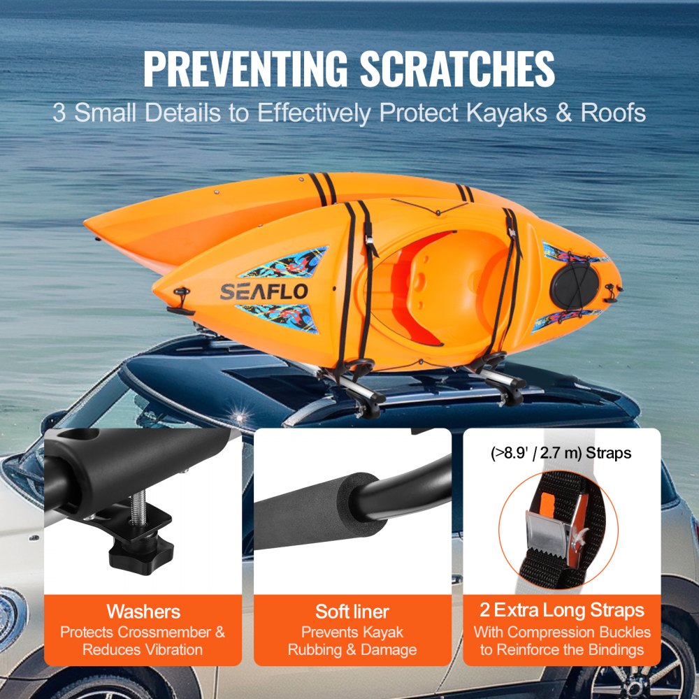 Kayak Roof Rack 4 Pairs Soft Roof Rack Carrier for kayak SurfBoard Car SUV