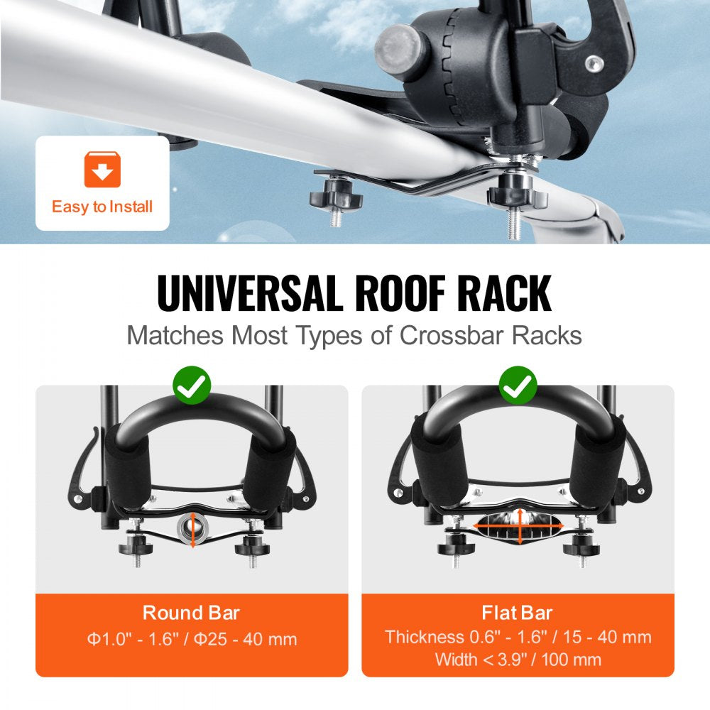 Kayak Roof Rack 1 pair of J-bars, soft roof rack quick fold, top mounted tie-downs, carrier for kayaks, surfboards, canoes, SUP, snowboards