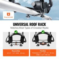 Kayak Roof Rack 1 pair of J-bars, soft roof rack quick fold, top mounted tie-downs, carrier for kayaks, surfboards, canoes, SUP, snowboards