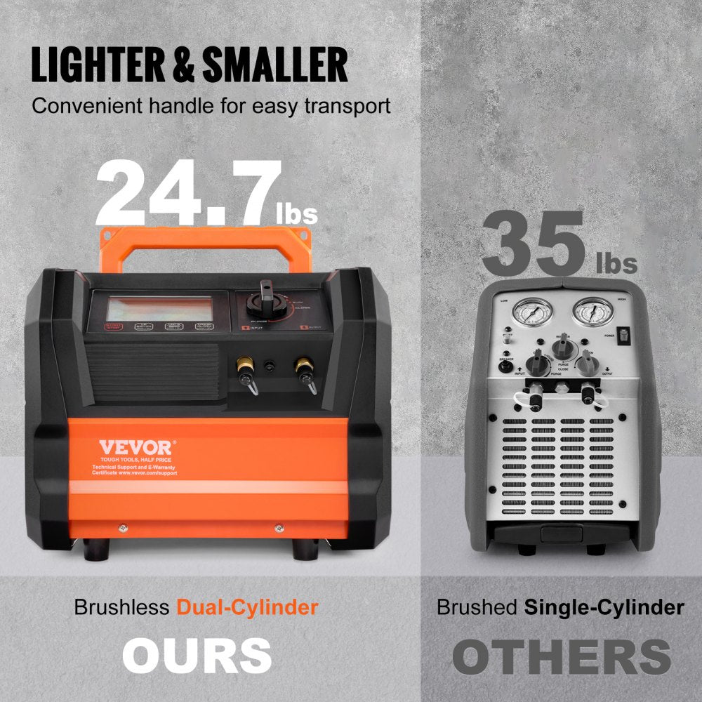 Refrigerant Recovery Machine 1 HP Dual Cylinder Brushless Portable AC