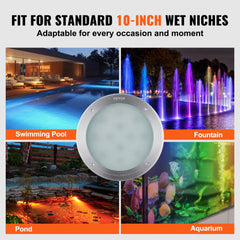 120V AC LED Pool Light, 10in 40W, RGBW Color Changing Inground Swimming Pool Spa Light Underwater, with 100 FT Cord Remote Control, Fit for 10 in Large Wet Niches, IP68 & Tested to UL Standards