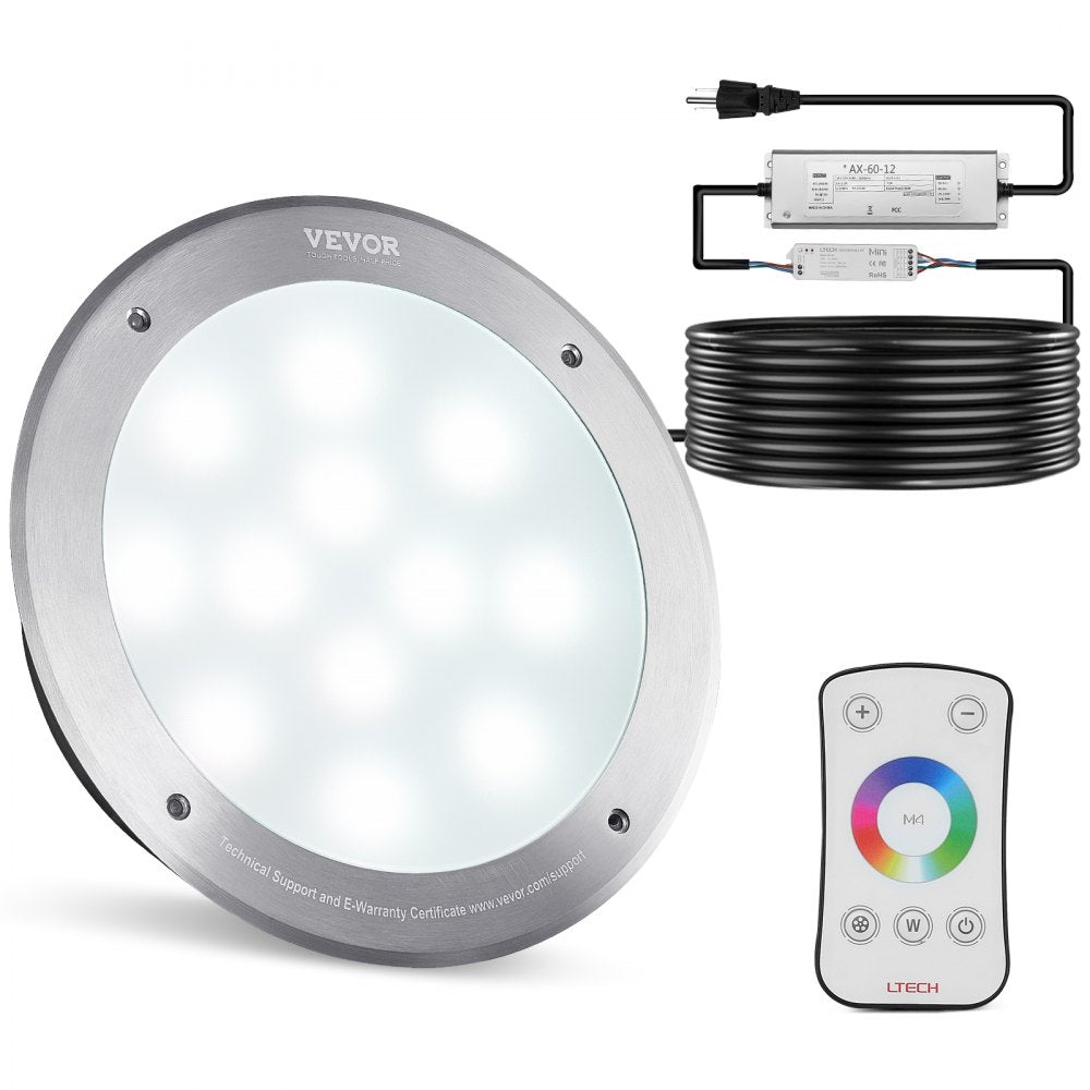 120V AC LED Pool Light, 10in 40W, RGBW Color Changing Inground Swimming Pool Spa Light Underwater, with 100 FT Cord Remote Control, Fit for 10 in Large Wet Niches, IP68 & Tested to UL Standards