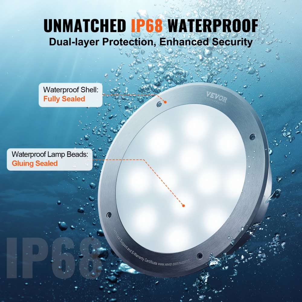 12V LED Pool Light, 10 Inch 40W, RGBW Color Changing Inground Swimming Pool Spa Light Underwater, with 100 FT Cord Remote Control, Fit for 10 in Large Wet Niches, IP68 & Tested to UL Standards