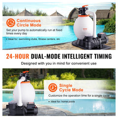 Sand Filter Pump for Above Ground Pools, 16-inch, 3500 GPH, 1 HP Swimming Pool Pumps System & Filters Combo Set with 6-Way Multi-Port Valve and Strainer Basket