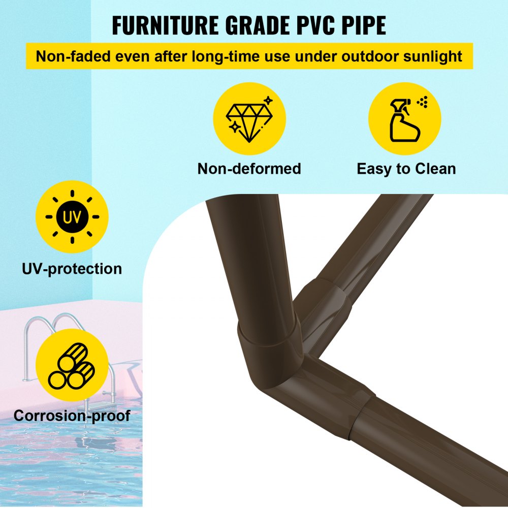 Pool Towel Rack, 5 Bar, Brown, Freestanding Outdoor PVC Trapedozal Poolside Storage Organizer, Include 8 Towel Clips, Mesh Bag, Hook, Also Stores Floats and Paddles, for Beach, Swimming Pool