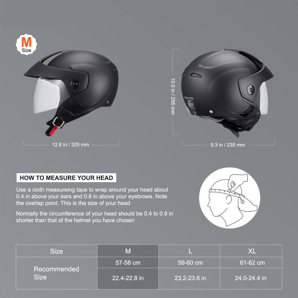3/4-Face Motorcycle Helmet Motocross Helmet with Bluetooth Communication