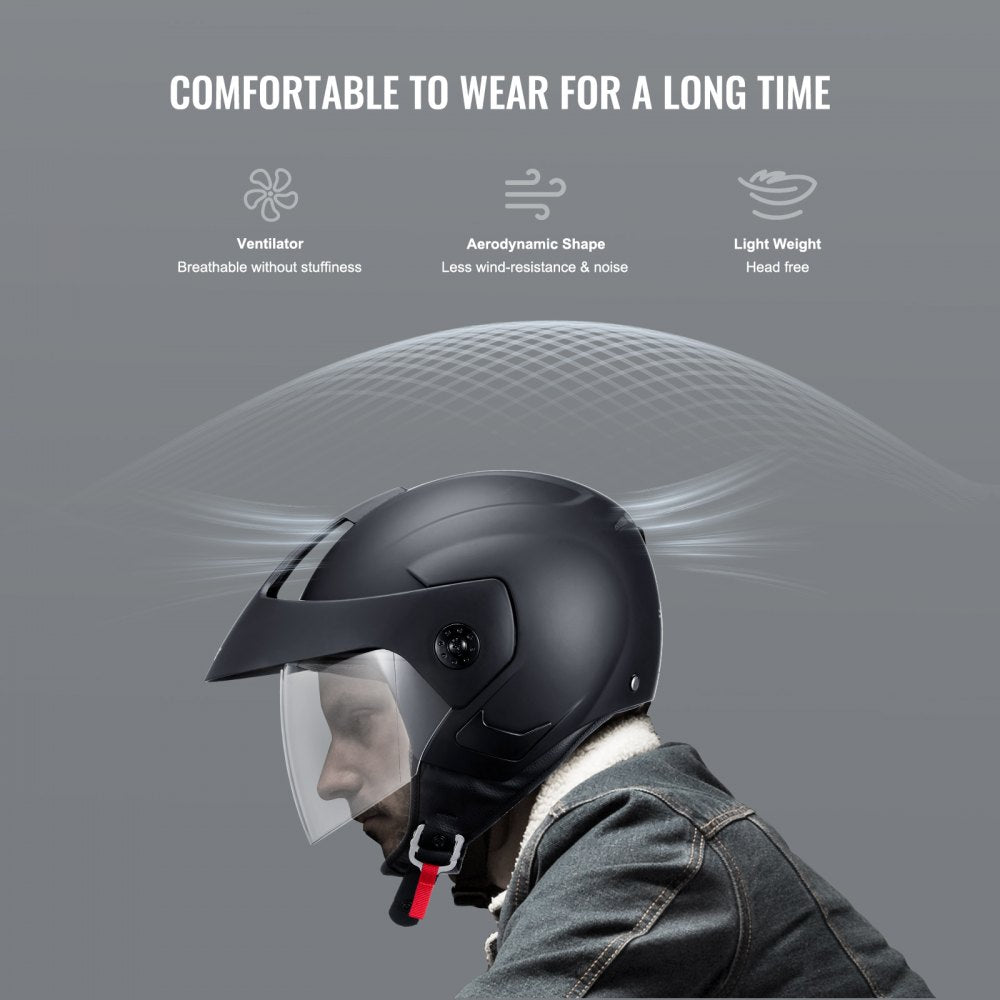3/4-Face Motorcycle Helmet Motocross Helmet with Bluetooth Communication