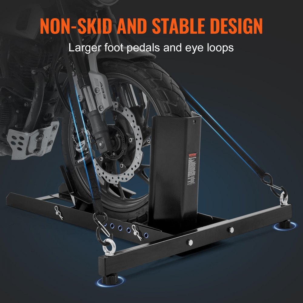 Motorcycle Wheel Chock Upright, 1800 lbs Capacity, Heavy-duty Steel Motorcycle Front Wheel Stand with 6 Adjustable Holes, For 15"-22" Off-Road Motorcycles, Standard Motorcycles