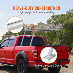 Truck Rack, 800 lbs Capacity, 17-29in Adjustable Height, Aluminum Ladder Rack for Truck with 8 Non-Drilling C-clamps, Heavy Duty Truck Bed Rack Two-Bar Set for Kayak, Surfboard, Lumber, Ladder