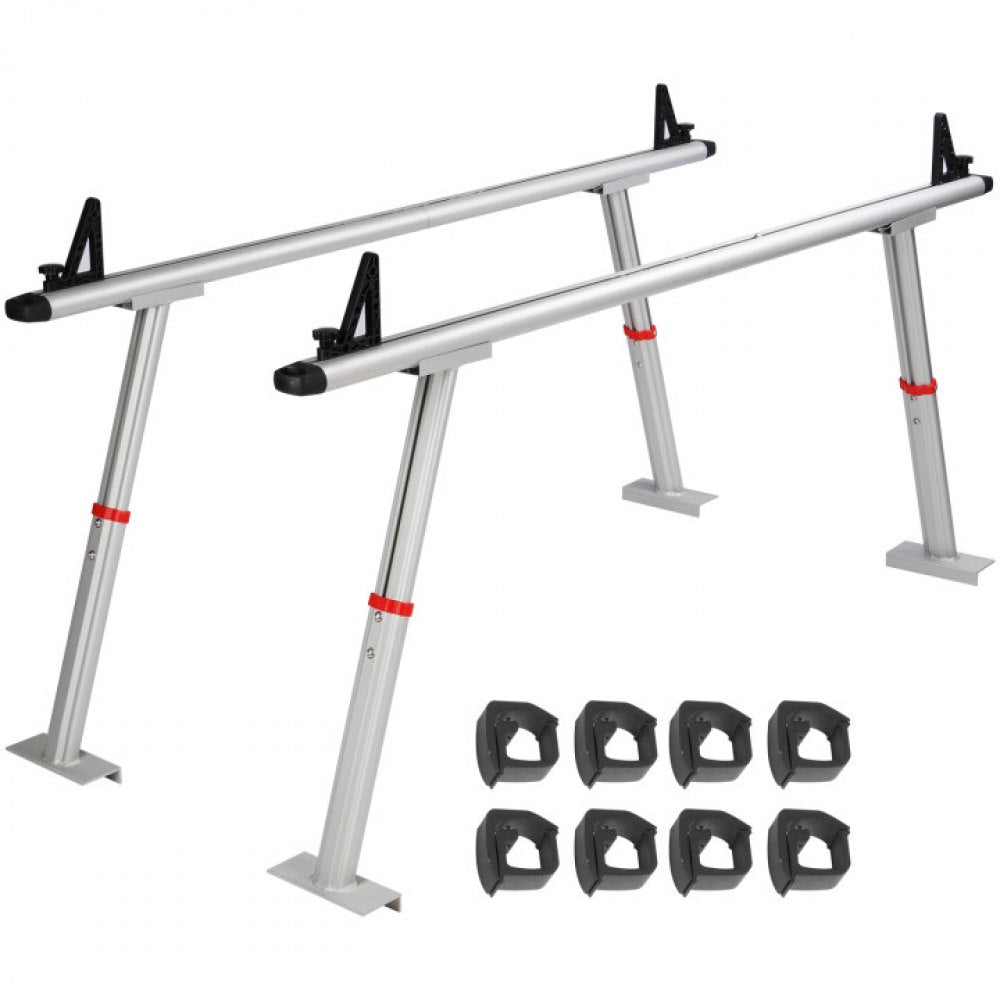 Truck Rack, 800 lbs Capacity, 17-29in Adjustable Height, Aluminum Ladder Rack for Truck with 8 Non-Drilling C-clamps, Heavy Duty Truck Bed Rack Two-Bar Set for Kayak, Surfboard, Lumber, Ladder