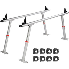 Truck Rack, 800 lbs Capacity, 17-29in Adjustable Height, Aluminum Ladder Rack for Truck with 8 Non-Drilling C-clamps, Heavy Duty Truck Bed Rack Two-Bar Set for Kayak, Surfboard, Lumber, Ladder