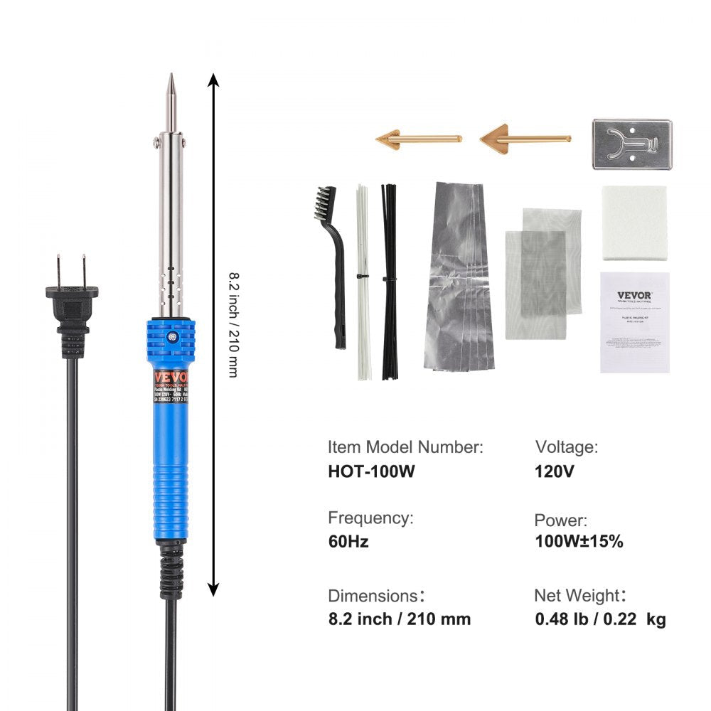 Plastic Welding Kit, 100W Plastic Welder Soldering Iron Gun, Car Bumper Repair Kit with 2 Welding Tips, 1 Soldering Tip, 20 Plastic Welding Rods for Kayak/Toys/Plastic Crack/Electronics Repair