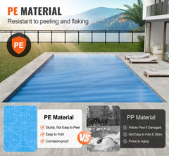 32 x 16 ft Rectangular Solar Pool Cover for Swimming Pool, Above Ground Pool Solar Cover, 16 mil Blue