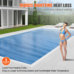 32 x 16 ft Rectangular Solar Pool Cover for Swimming Pool, Above Ground Pool Solar Cover, 16 mil Blue