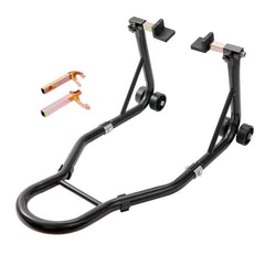 Motorcycle Rear Wheel Stand, with U + L Fork Swingarm Spool, 850 lbs Capacity Heavy Duty Rear Wheel Stand Motorcycle Lift Jack Stand, for Suzuki Yamaha Honda Kawasaki, Black