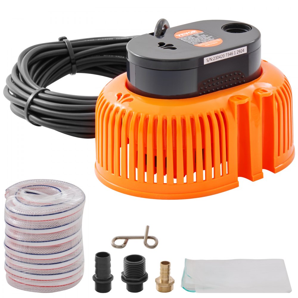 Automatic Pool Cover Pump, 1/10 HP 75W 540 GPH, 120V Submersible Swimming Pool Cover Pump, Water Removal Pump with 3 Hose Adapters 16 ft Drainage Hose & 25 ft Power Cord, for Pool Draining