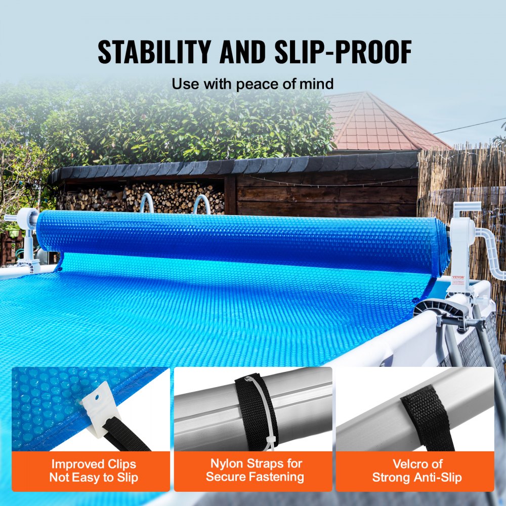 Aluminum Solar Pool Cover Roll 20ft, Above Ground Cover Roll Set for Pools 3-20ft Wide