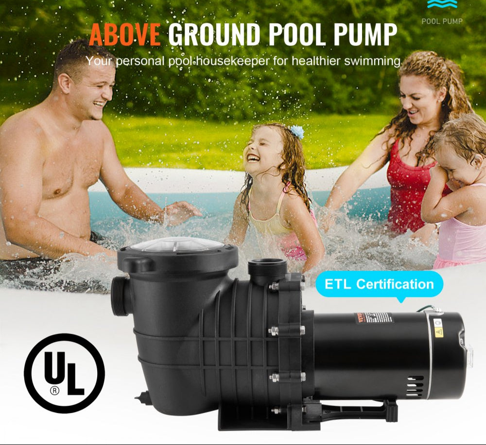 Above Ground Pool Pump, 2 HP, 110 GPM Max Flow Single Speed Swimming Pool Pump, 110V/240V 3450 RPM 59 ft Max Head Pool Pump with Filter Basket, for Above Ground Pools Hot Tubs Spas