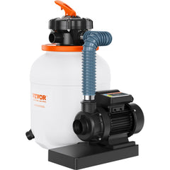 Sand Filter Pump for Above Ground Pools, 12-inch, 1585 GPH, 0.35 HP Swimming Pool Pumps System & Filters Combo Set with 5-Way Multi-Port Valve & Pressure Gauge, for Domestic and Commercial Pools