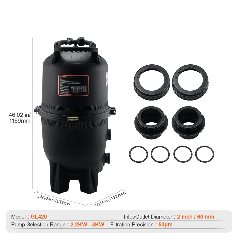 Cartridge Pool Filter, 425Sq. Ft Filter Area Inground Pool Filter, Above Ground Swimming Pool Filtration Filter System with Upgrade Filter &Leak-proof, for Hot Tubs, Spa, Inflatable Pool