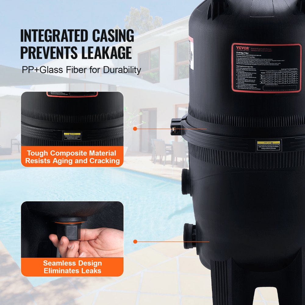 Cartridge Pool Filter, 525Sq. Ft Filter Area Inground Pool Filter, Above Ground Swimming Pool Filtration Filter System with Upgrade Filter &Leak-proof