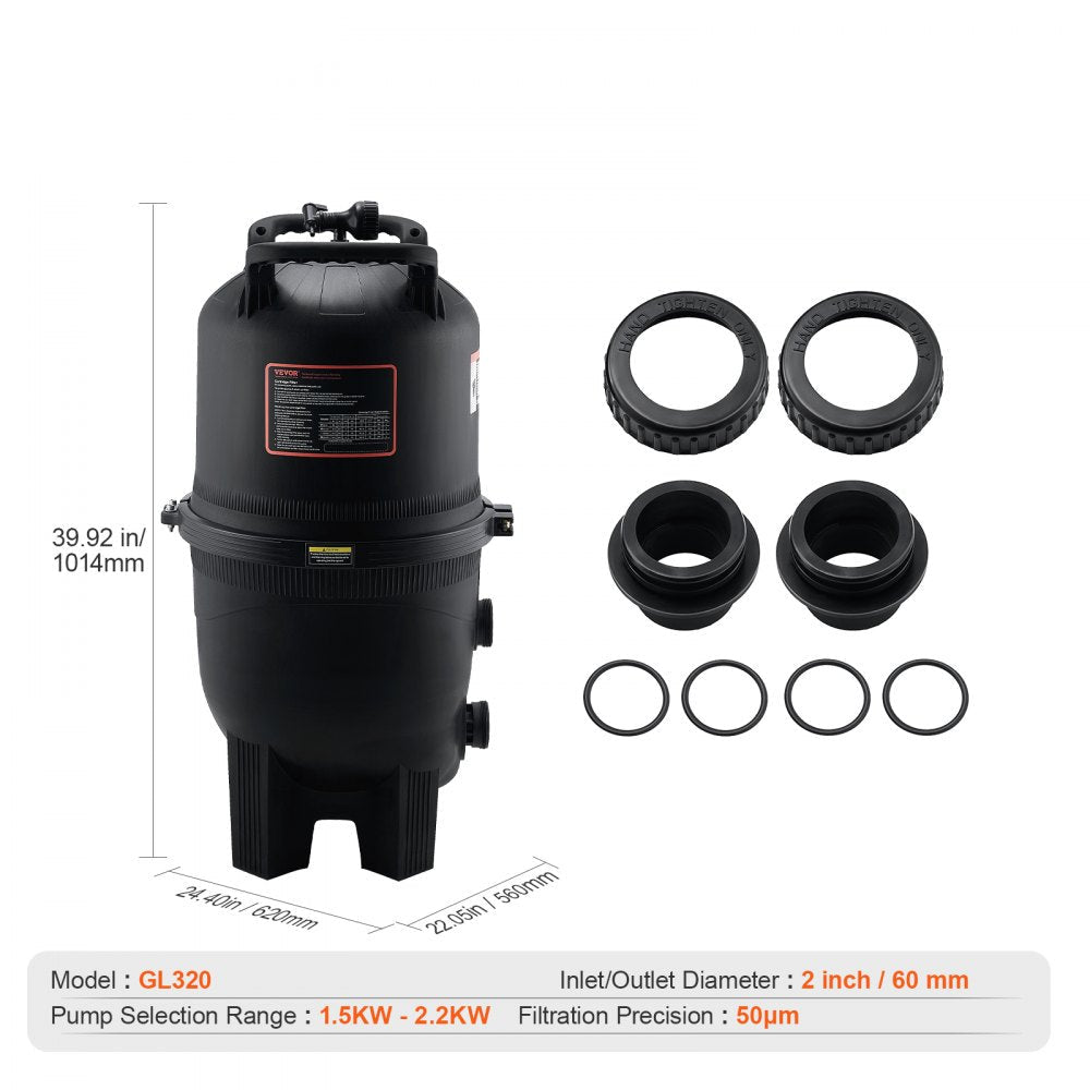 Cartridge Pool Filter, 325Sq. Ft Filter Area Inground Pool Filter, Above Ground Swimming Pool Filtration Filter System with Upgrade Filter &Leak-proof